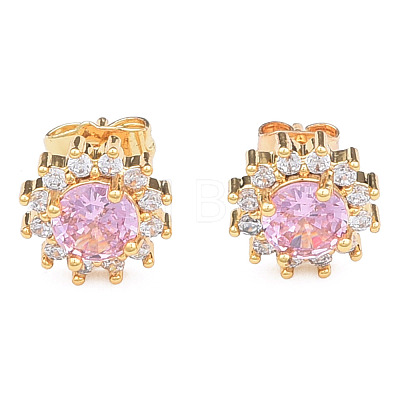 Cubic Zirconia Flower Stud Earrings EJEW-N011-60B-1