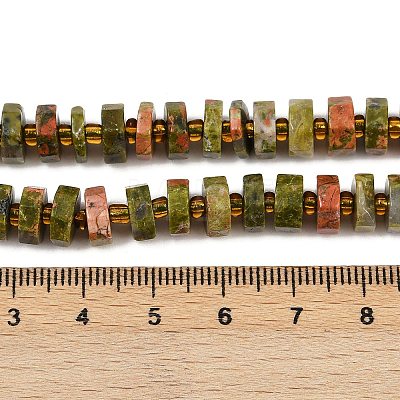 Natural Unakite Beads Strands G-F796-A07-01-1