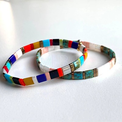 2Pcs Bohemian Glass Seed Beads Stretch Bracelets for Women RZ0109-6-1