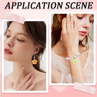 30Pcs 6 Colors Acrylic with Cat Eye Bead Pendants PALLOY-YW00190-1