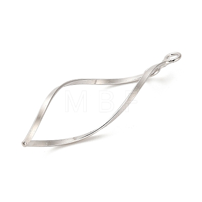 925 Sterling Silver Twisted Leaf Outline Connector Charms STER-R010-01P-1