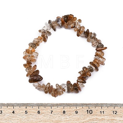 Natural Rutilated Quartz Chip Beaded Stretch Bracelets for Women Men BJEW-L038-01A-1