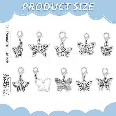 40Pcs 10 Styles Alloy Pendant Decorations HJEW-GO00256-1