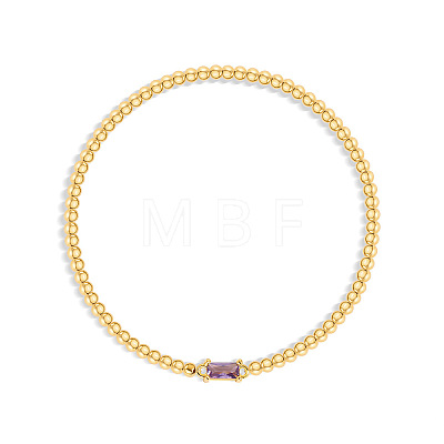 Birthstone 304 Stainless Steel Pave Cubic Zirconia Link Bracelets FS-WG4804B-03-1
