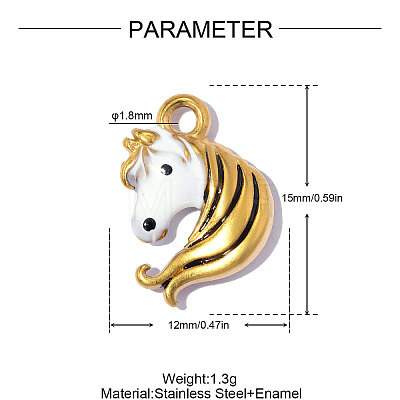 304 Stainless Steel with Black Enamel Charms SA-OY001-11G-1