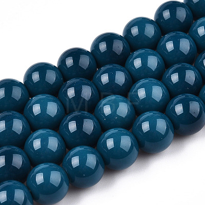 Opaque Solid Color Glass Beads Strands GLAA-T032-P8mm-14-1