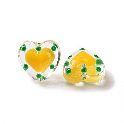 Glass Heart Beads GLAA-D005-01E-1