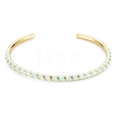 Twisted Brass Enamel Cuff Bangle BJEW-T020-02H-NF-1