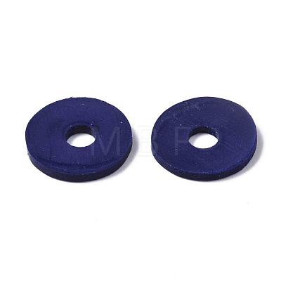 Flat Round Handmade Polymer Clay Beads CLAY-R067-12mm-35-1