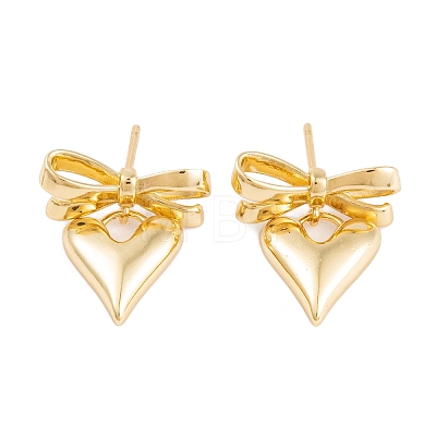 Rack Plating Bowknot Brass Stud Earrings EJEW-S219-06G-1