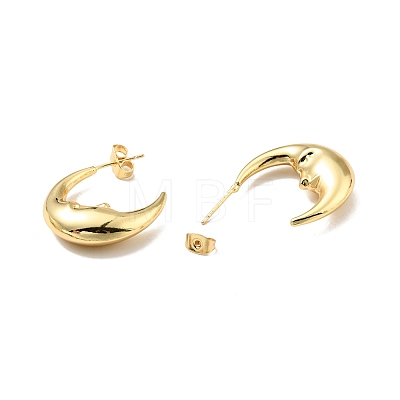 Rack Plating Brass Crescent Moon Stud Earrings for Women EJEW-G288-37G-1
