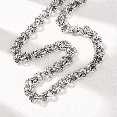 8MM 304 Stainless Steel Textured Double Rolo Chain Necklaces for Women NJEW-G194-05P-01-1