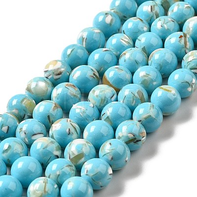 Synthetic Turquoise and Sea Shell Assembled Beads Strands G-D482-01D-07-1