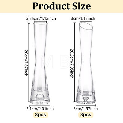 6Pcs 2 Styles Transparent Glass Vase AJEW-GA0010-49-1