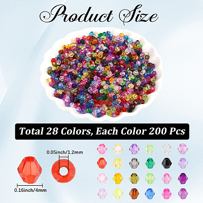 5600Pcs 28 Colors Transparent Acrylic Beads TACR-PA0001-34A-1