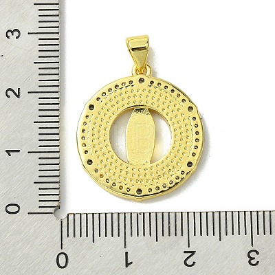 Real 18K Gold Plated Brass Micro Pave Cubic Zirconia Pendants KK-H472-14G-08-1