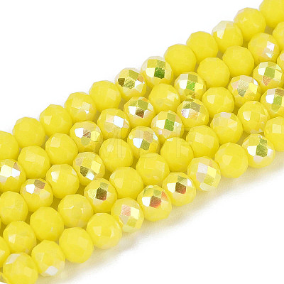 AB Color Plated Opaque Glass Rondelle Beads Strands EGLA-T029-4mm-09D-1