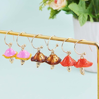 Enamel Mushroom Dangle Stud Earrings JE987D-1