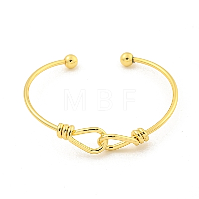 Cross Knot Brass Open Cuff Bangles for Women BJEW-G704-01G-1