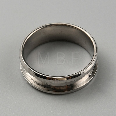 304 Stainless Steel Grooved Finger Ring Settings RJEW-WH0010-08F-P-1