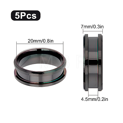 5Pcs 201 Stainless Steel Grooved Finger Ring Settings FIND-SC0003-16EB-1