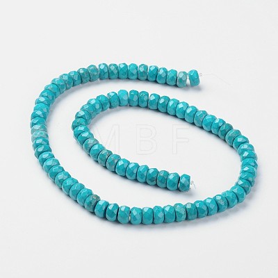 Dyed Faceted Natural Magnesite Rondelle Beads Strands G-F258-05B-1
