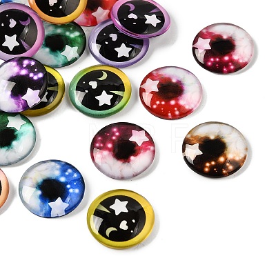 Printed Transparent Glass Cabochons GL-CBAA22A-17-1