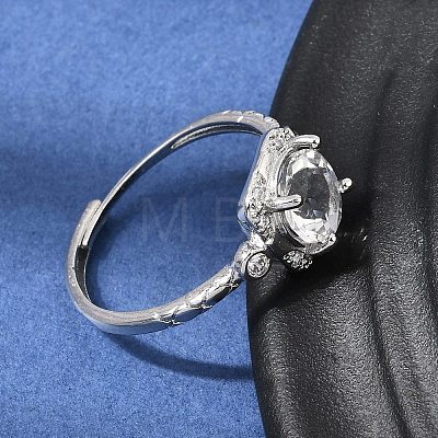 Brass Micro Pave Cubic Zirconia Finger Rings CU-CBA260E-07P-1