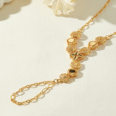 Brass Flower Hexagon Mittens Bracelets for Women XB1526-1