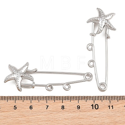 Starfish 304 Stainless Steel Safety Pins Brooch Findings SA-CBA098D-16I-P02-1