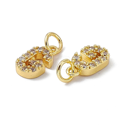 Real 18K Gold Plated Brass Micro Pave Clear Cubic Zirconia Charms KK-E068-VB452-G-1