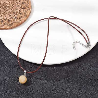 Natural Citrine Round Pendant Necklaces NJEW-JN04478-04-1
