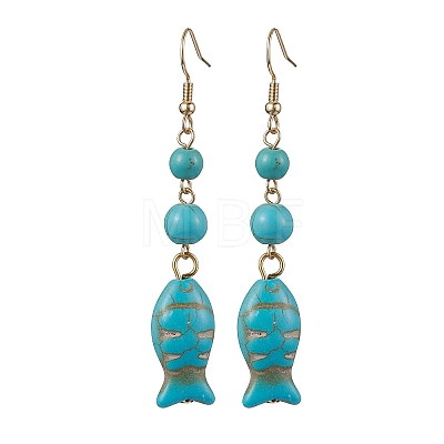 Ocean Series Synthetic Turquoise Dangle Earrings EJEW-JE05849-1