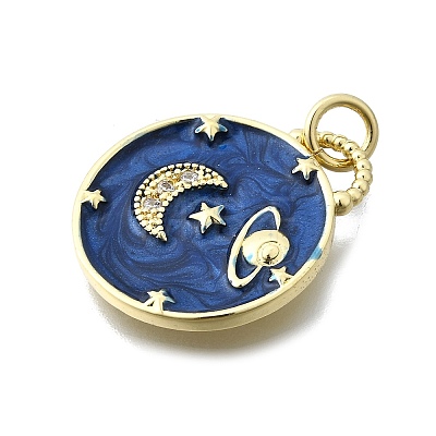 Brass Micro Pave Cubic Zirconia Pendants KK-V010-06G-02-1