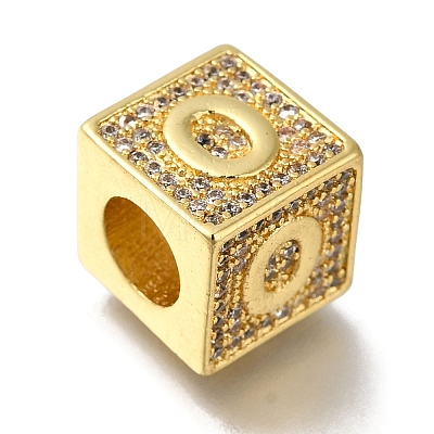 Brass Cubic Zirconia Beads KK-Q818-01O-G-1