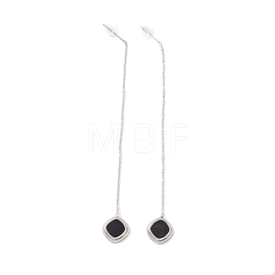 Long Chain with Enamel Rhombus Dangle Stud Earrings EJEW-A067-03P-1