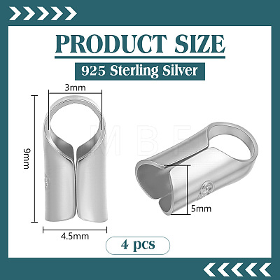 4Pcs Column Sterling Silver Cord Ends STER-BC0004-47P-1