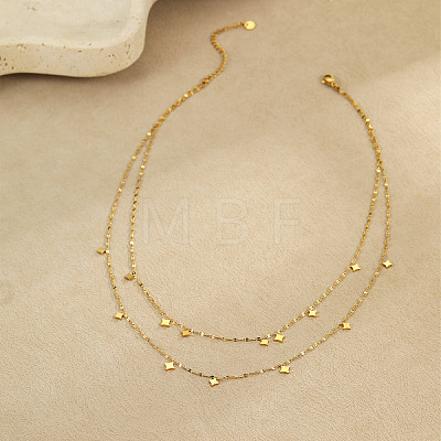 304 Stainless Steel Star Tassel Double Layer Necklaces for Women WG45CA4-01-1