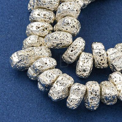 Electroplated Natural Lava Rock Beads Strands G-I360-U01-04-1