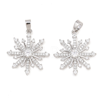 Christmas Brass Micro Pave Clear Cubic Zirconia Pendants KK-H287-04P-1