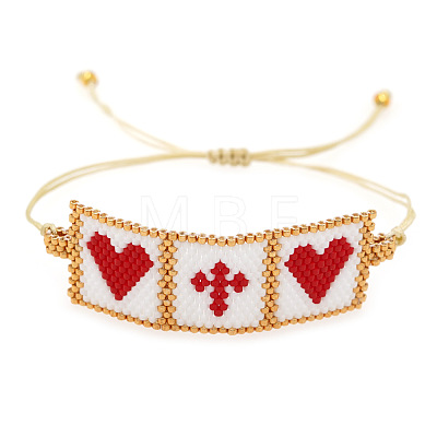 Religious Glass Seed Beads Link Bracelets XZ2027-1-1