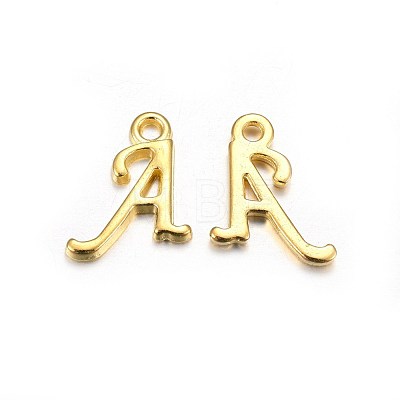 Golden Plated Alloy Letter Pendants PALLOY-J718-01G-A-1