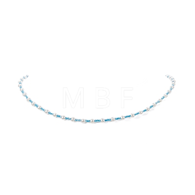 ABS Plastic Imitation Pearl & Seed Glass Beaded Necklace for Women NJEW-JN04163-1