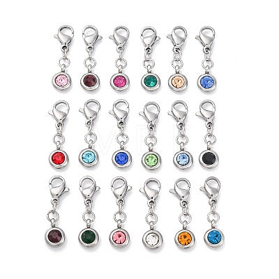 304 Stainless Steel Rhinestone Pendants STAS-D301-25P-19-1