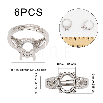 6Pcs Adjustable Brass Finger Ring Components KK-CA0002-17-1