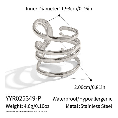 Adjustable 304 Stainless Steel Open Cuff Rings for Women SZ1207-9-1