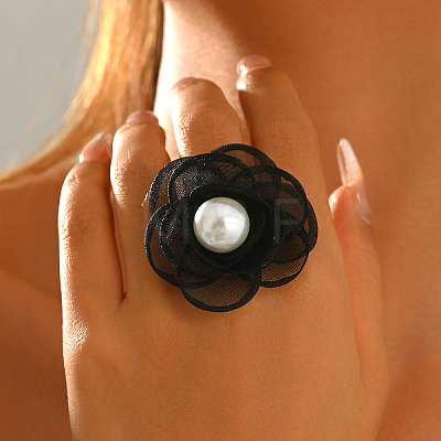 Chiffon with Plastic Pearl Finger Rings for Women XQ9924-2-1