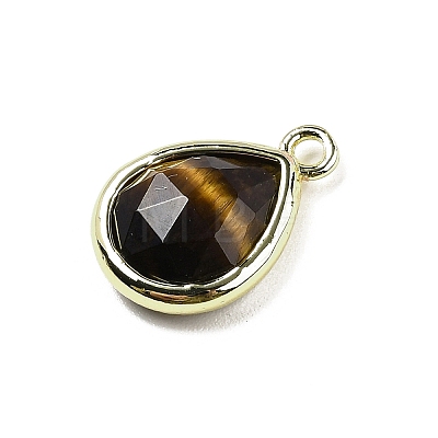 Natural Tiger Eye Faceted Pendants G-U019-05G-11-1
