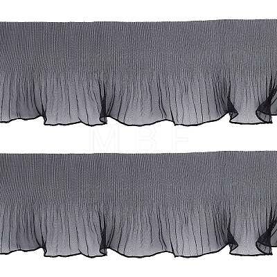 Organza Ruffle Wave Polyester Ribbon OCOR-WH0074-03-1