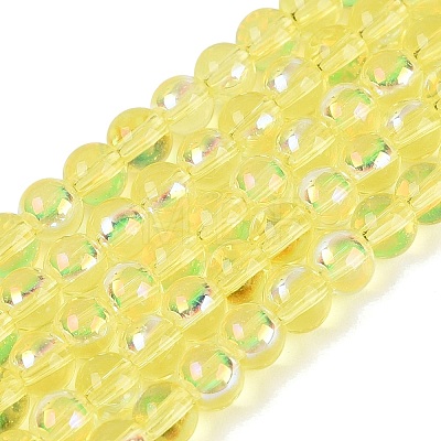 Electroplate Transparent Glass Beads Strands EGLA-Q132-4MM-A19-1